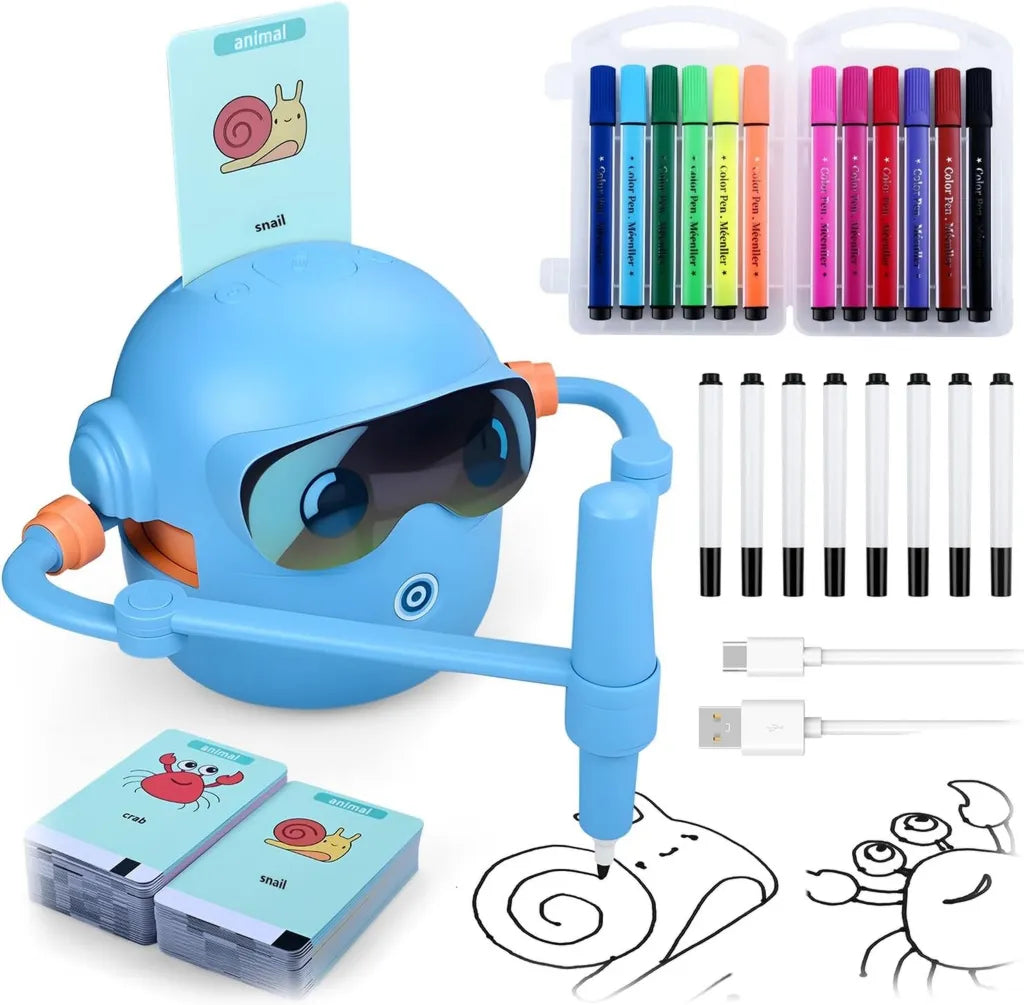 Robot Educativo Interattivo per Bambini con Carte e Pennarelli