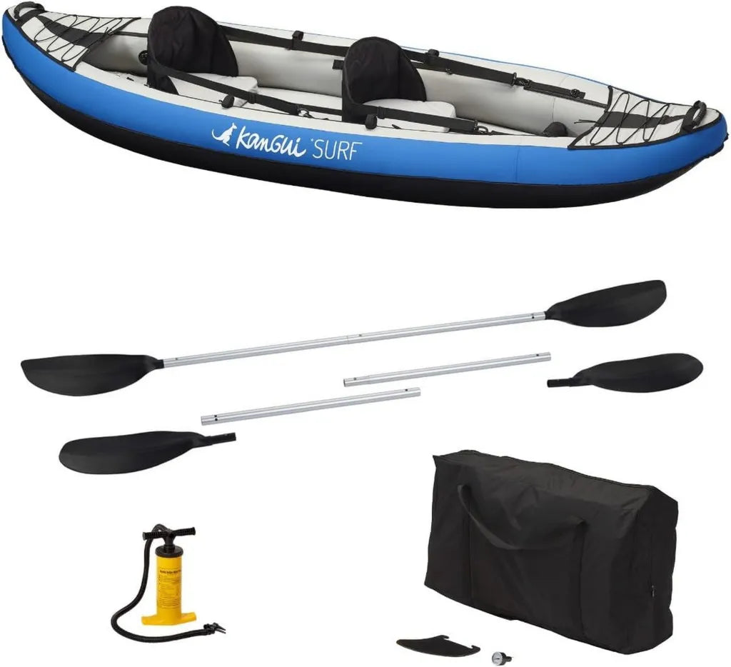Kangui kayak gonfiabile blu per 1-2 persone con pagaia, borsa e pompa