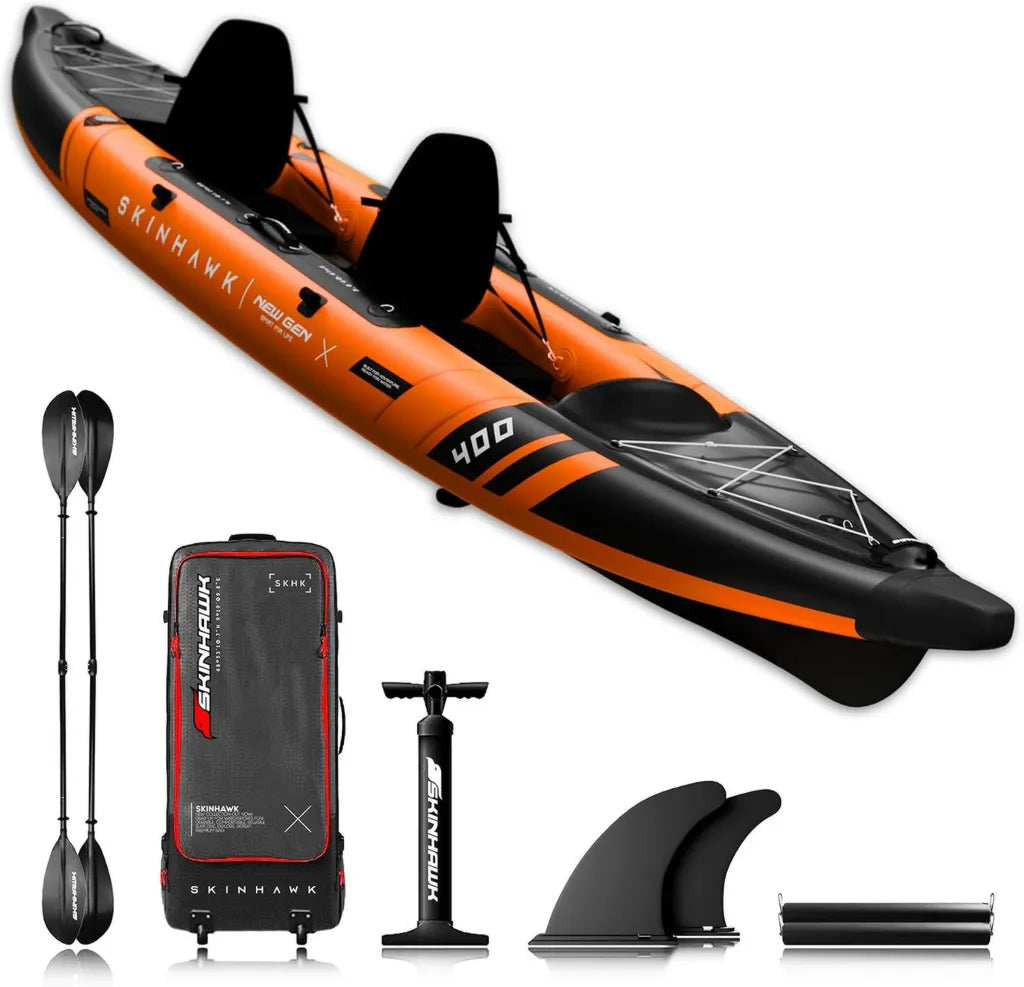 Set Kayak Prestige Arancione 400 per 2 Persone - Canoa Gonfiabile 400x96 cm
