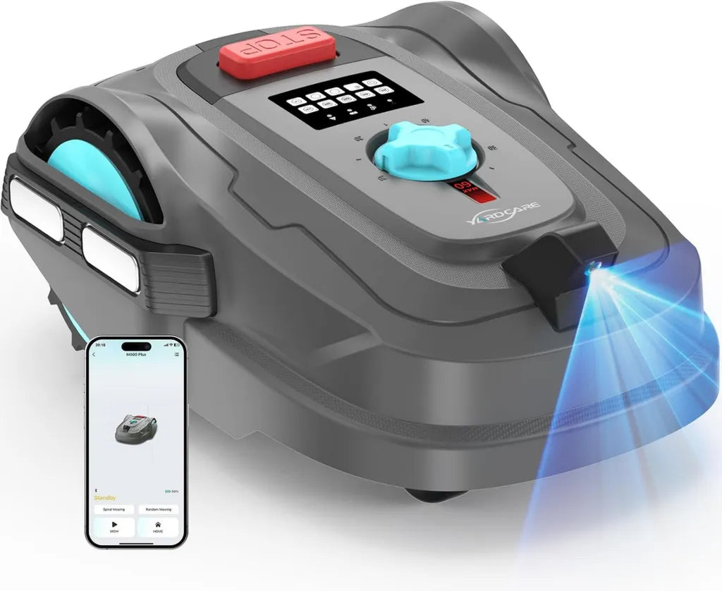 YARDCARE M800Plus Robot Rasaerba Intelligente con GPS e AI, Area Fino a 800 m², Taglio a U, Evita Ostacoli, Ricarica Automatizzata, Controllo App