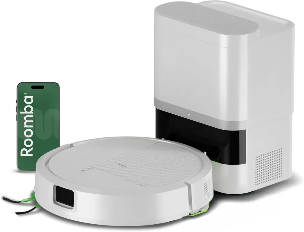 iRobot Roomba 115 Combo Robot Aspirapolvere e Lavapavimenti con Dock AutoEmpty, Potenza 15.000 Pa, Tecnologia SmartScrub, Mappatura LiDAR ClearView, Funzione 2 in 1, Colore Bianco