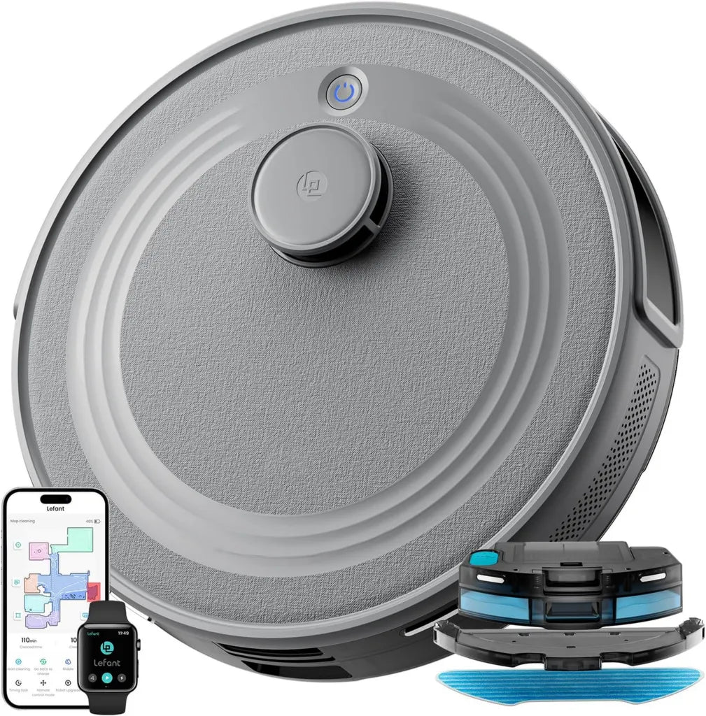 Aspirapolvere Robot Lefant M2 con Mappatura Laser e Pulizia 2 in 1, 6000Pa, Compatibile con APP e Alexa, Grigio