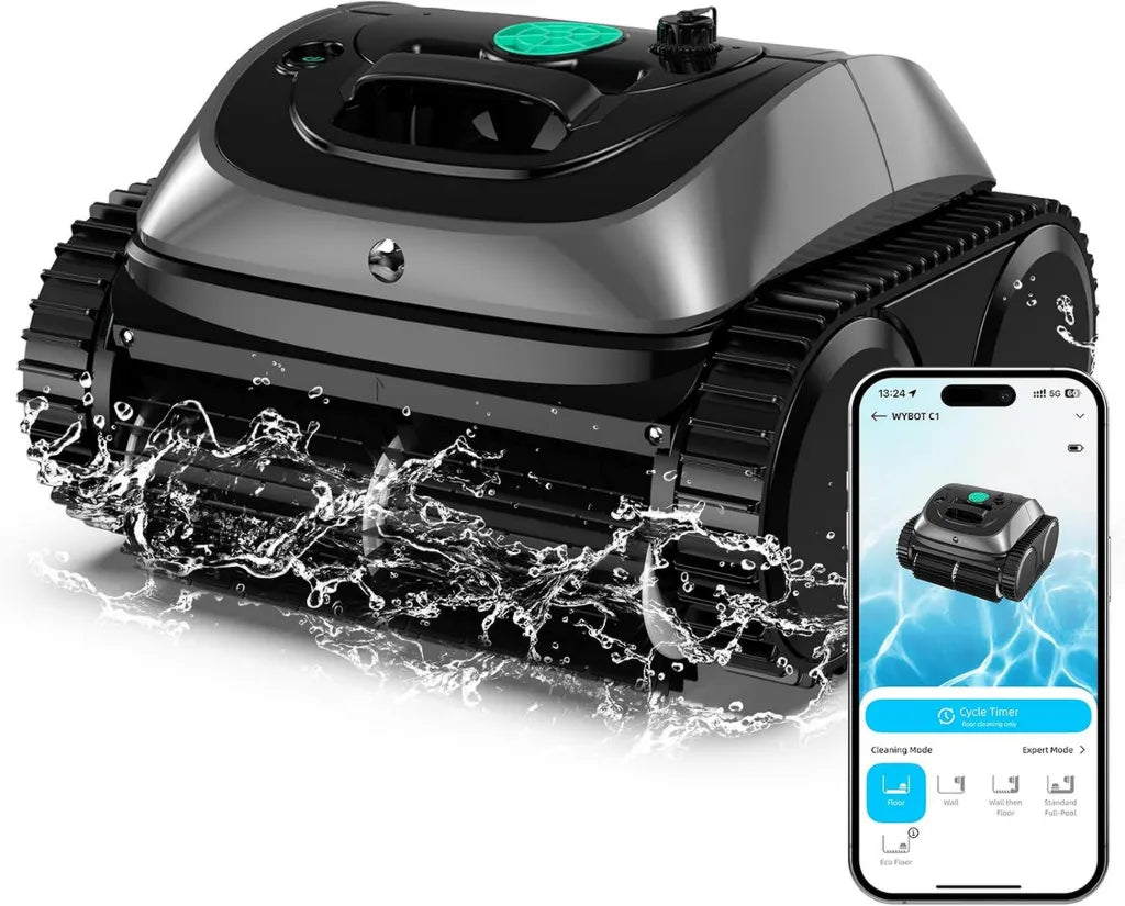 Robot per Piscina WYBOT C1 Senza Fili, Pulizia Intelligente di Fondo e Pareti, Autonomia 150 Minuti