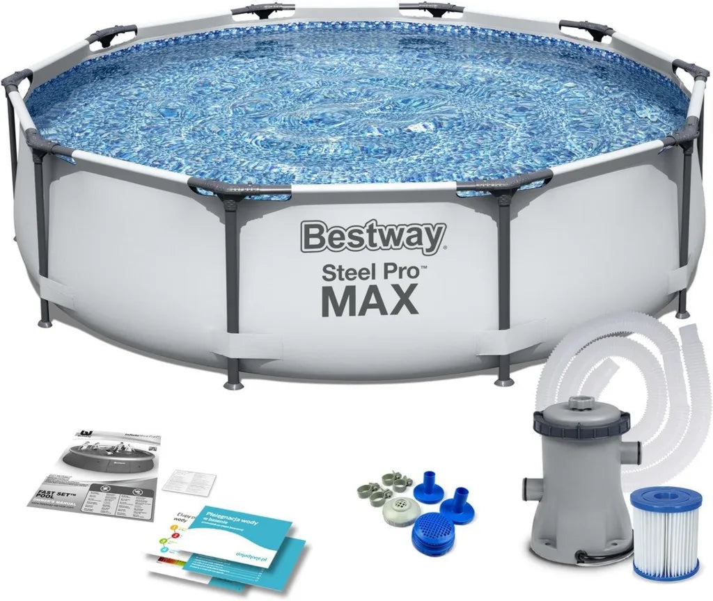 Piscina Rotonda Bestway Steel PRO Max con Pompa Filtro, Diametro 3 m