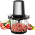 Robot da Cucina Elettrico 400W, Mini Frullatore con Ciotola in Vetro 1.5L, Tritatutto Multiuso con 4 Lame per Carne e Verdure, Doppia Velocità