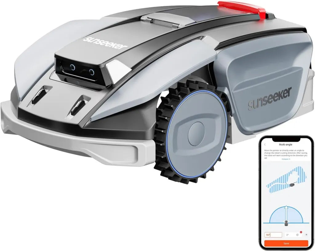 Sunseeker Robot Tosaerba S5 AWD con Navigazione AI e Controllo App, Area 1600㎡, Inclinazione 60%