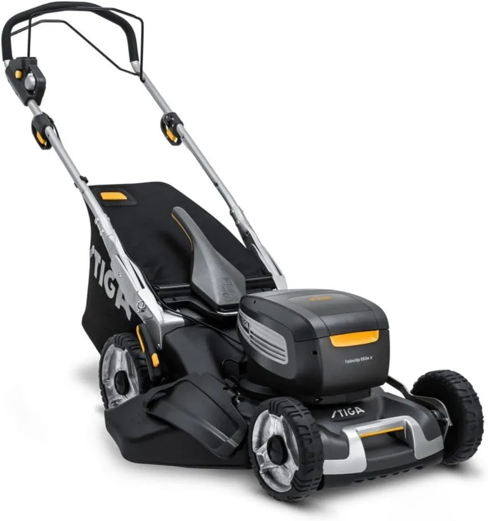 Tagliaerba a Batteria STIGA Twinclip 950e V, 48 cm, 48 V - Motore Brushless 2,2 kW, Ideale per Prati fino a 1600 m², Include 2 Batterie da 7,5 Ah e Caricatore