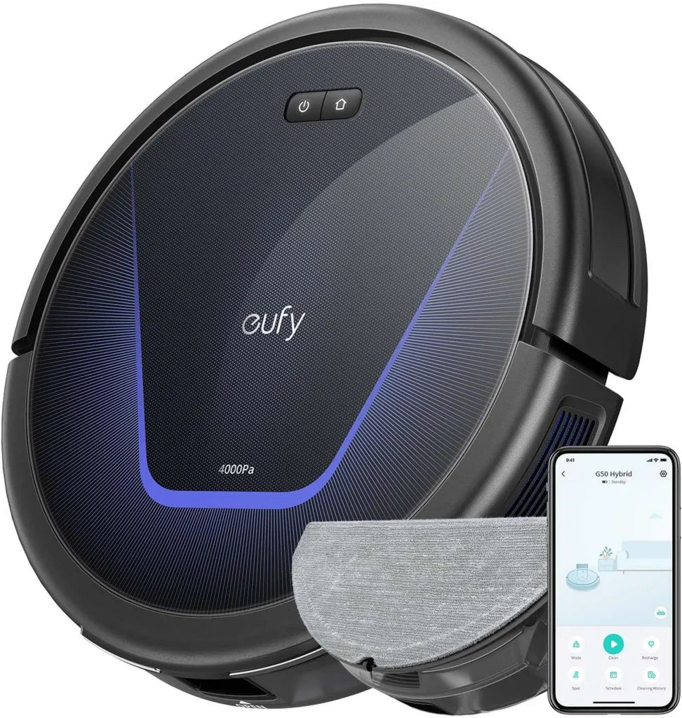 eufy G50 Robot Aspirapolvere con Potente Aspirazione 4000 Pa, Navigazione Avanzata e Funzione Mop, Perfetto per Animali Domestici e Tutte le Superfici