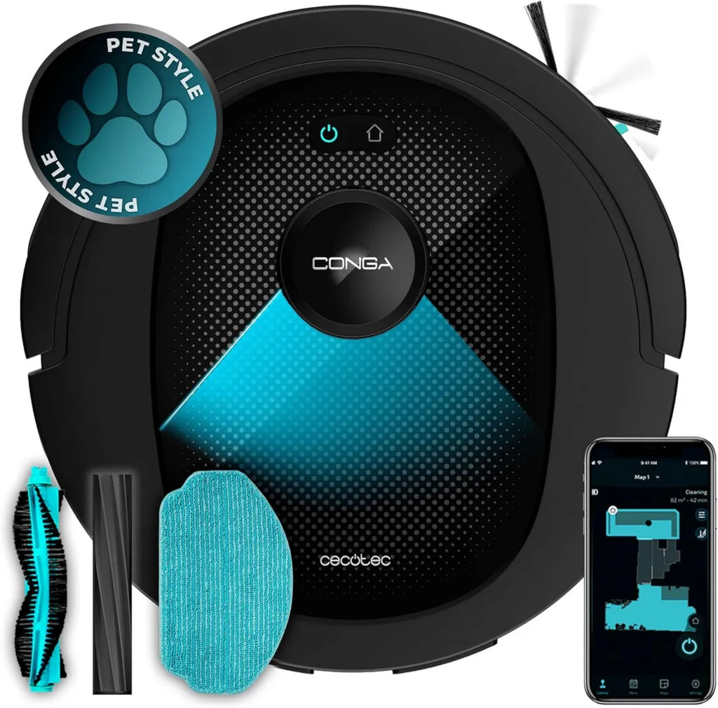 Cecotec Conga 8490: Robot Aspirapolvere 4in1 con Navigazione Laser e Alta Potenza