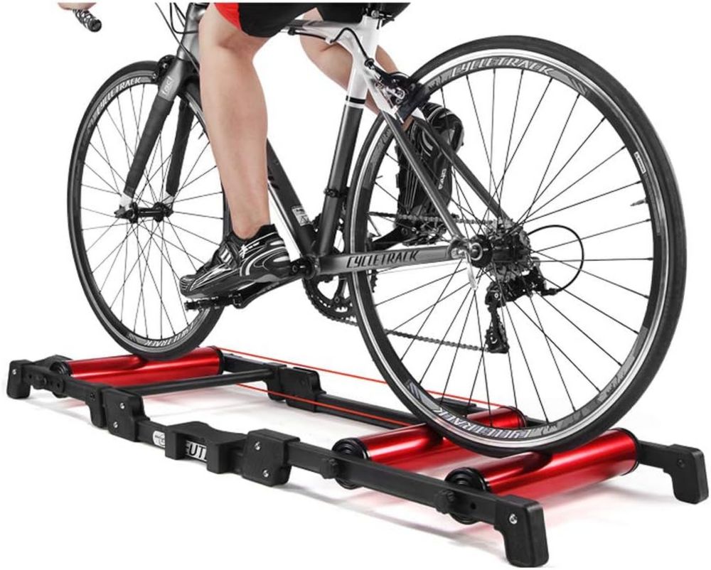 Rullo da Allenamento per Bici, Supporto Stabile per Esercizi Indoor, Compatibile con MTB e Strada, Lega di Alluminio