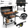 Barbecue a Carbonella con Coperchio e Termometro, Griglia Cromata 71x35 cm per Giardino e Terrazza