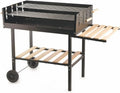 Barbecue a Carbone con Ruote, Rettangolare, 126x56x87 cm, Nero