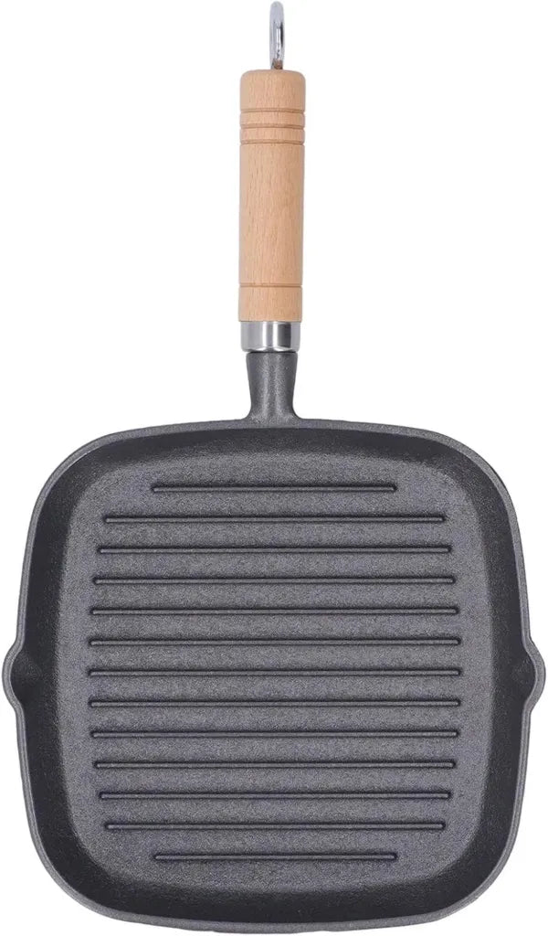 Padella in Ghisa Antiaderente con Manici Ergonomici e Scarico Grasso