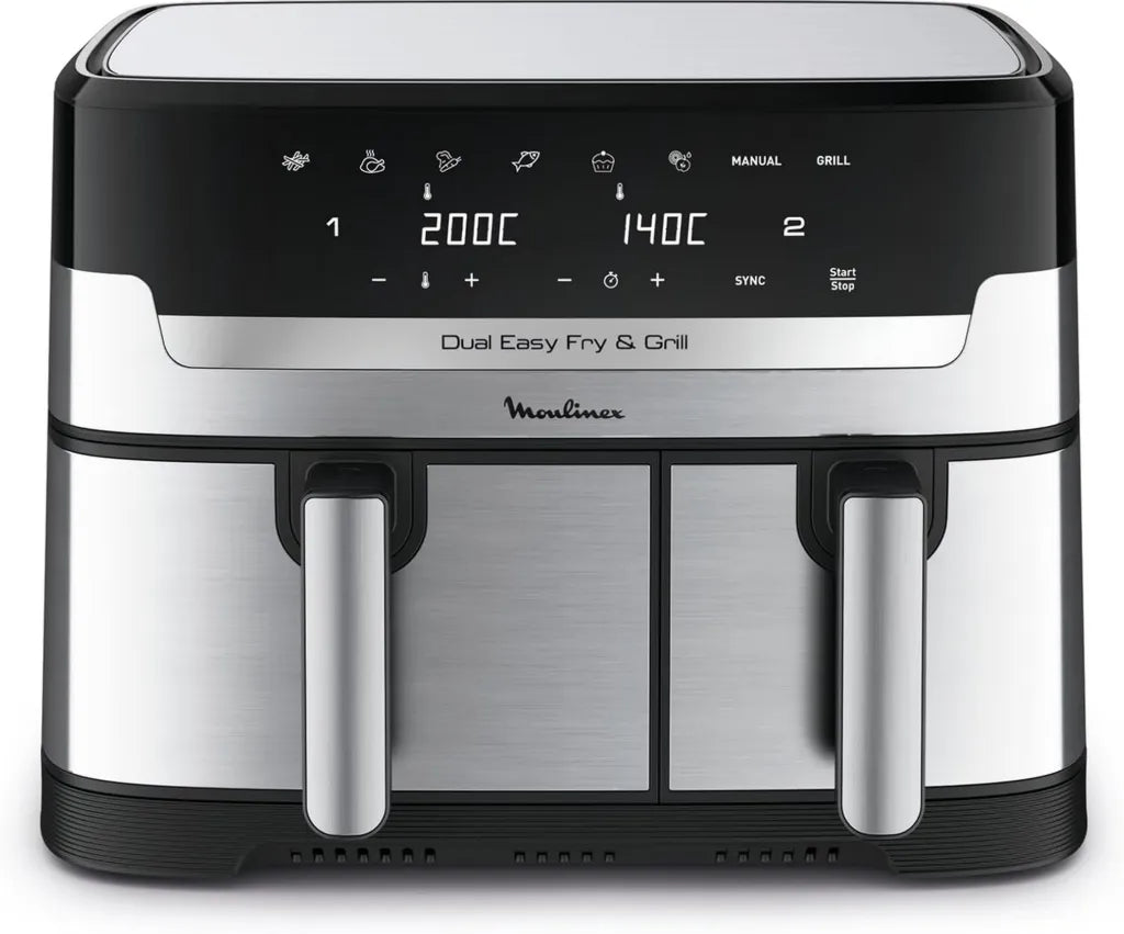 Friggitrice ad Aria e Griglia Moulinex, 8,3 L, Doppio Cestello, Cucina Sana e Veloce