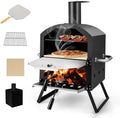 Forno a legna portatile per pizza con pietra refrattaria e accessori, ideale per giardino e campeggio