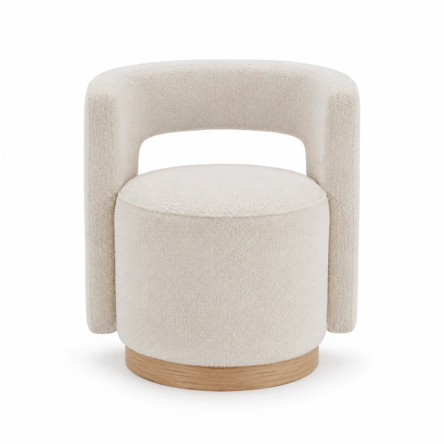 Sedia in legno e tessuto bouclé avorio