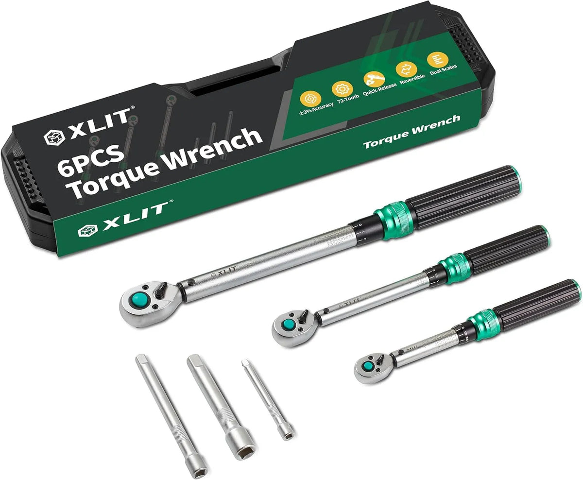 Set di 3 chiavi dinamometriche a scatto ± 3% precisione: 25 Nm, 60 Nm, 220 Nm, per la manutenzione dell'auto