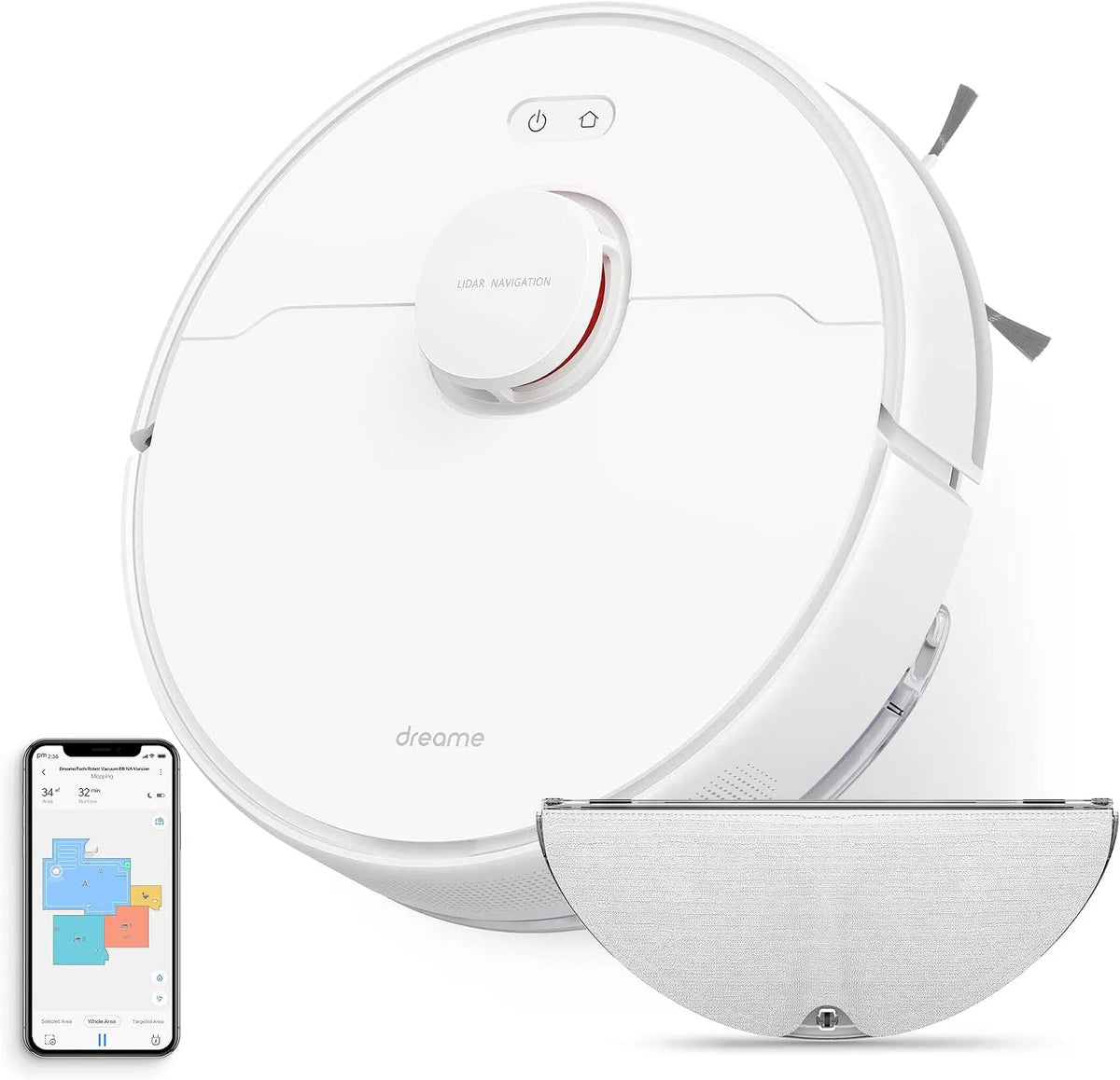 Robot aspirapolvere: LDS, controllo tramite app, 570ml, per tappeti e tessuti d'arredo, bianco