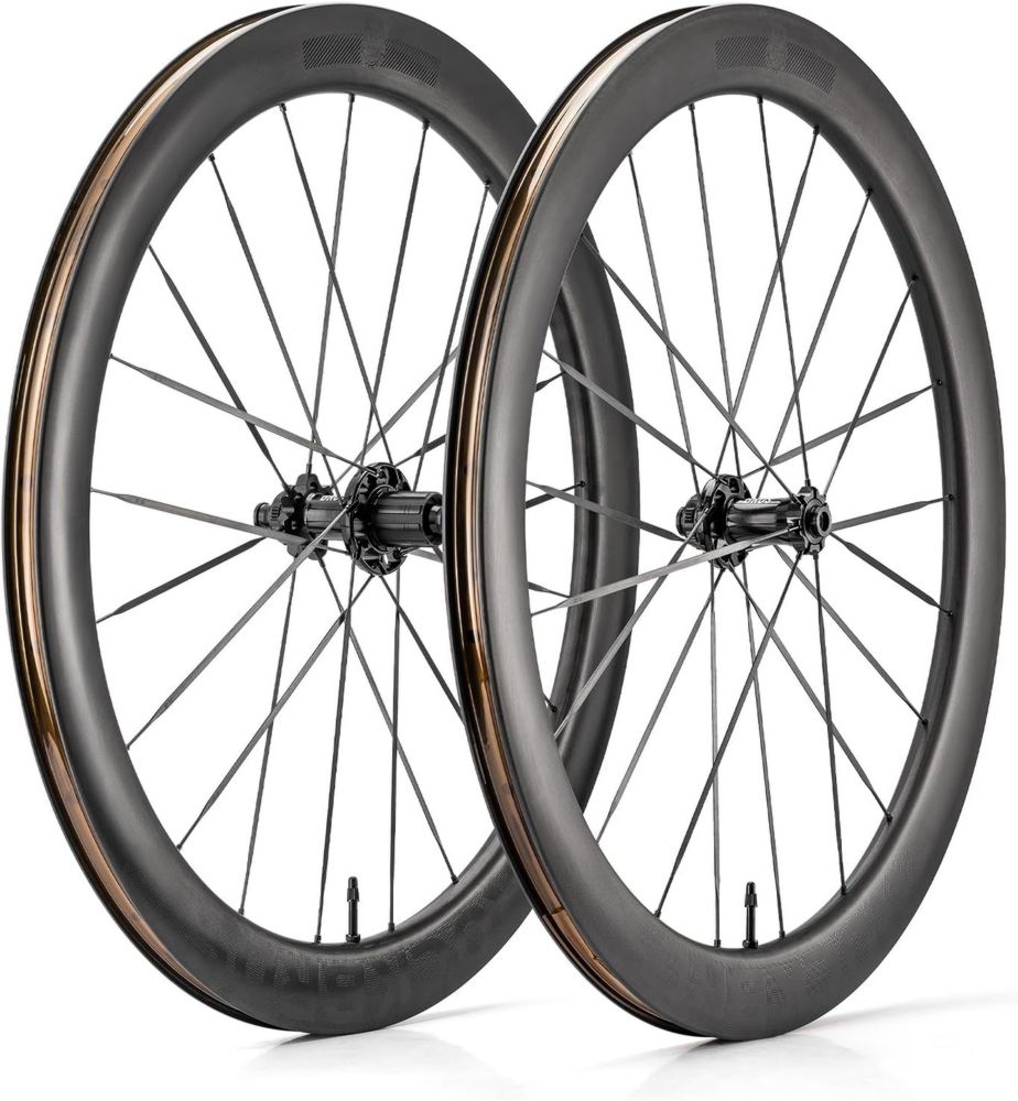 Set Ruote Corsa 700C ROCKBROS in Carbonio T700, Cerchio 55mm Disc Anteriore, Ruota Posteriore Tubeless