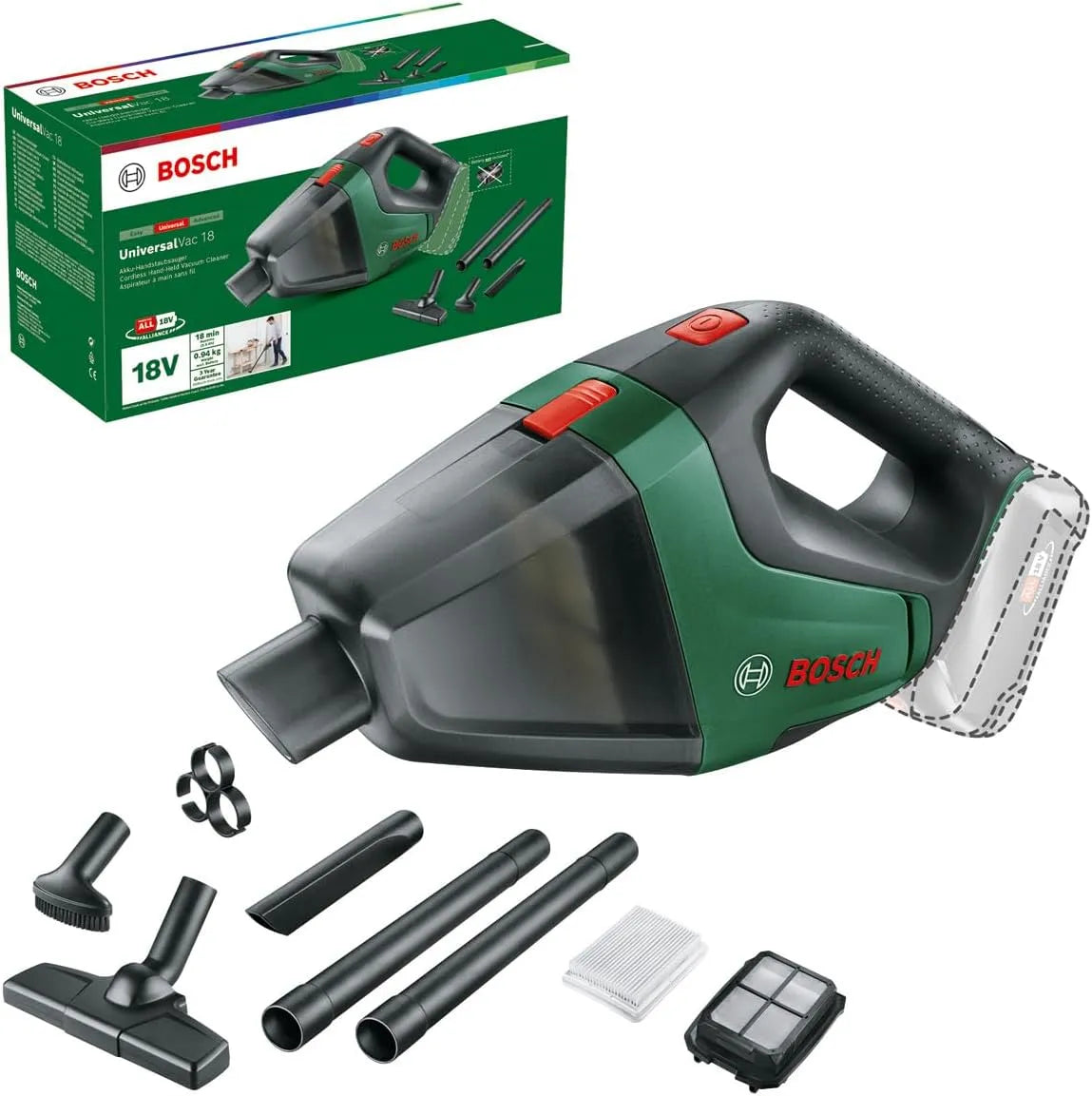 Bosch Aspiratore A Batteria Universalvac 18 – 18 V, verde