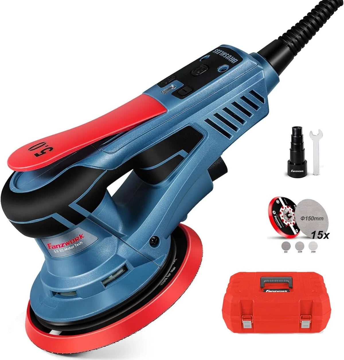 Levigatrice elettrica, motore brushless, 5,0 mm, 150 mm, 350W