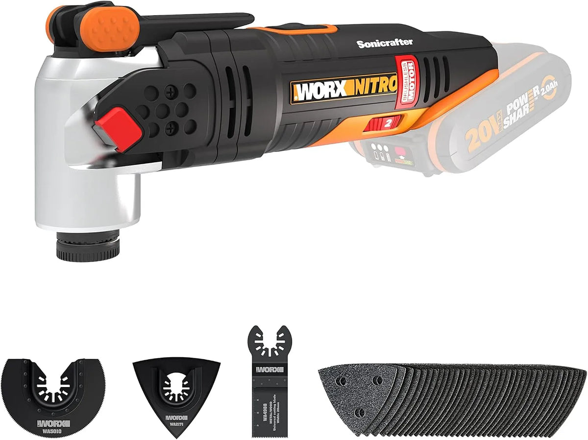WORX WX693.9 Utensile multifunzione per tagliare, levigare e rifinire negli spazi ristretti a batteria 20 V motore brushless