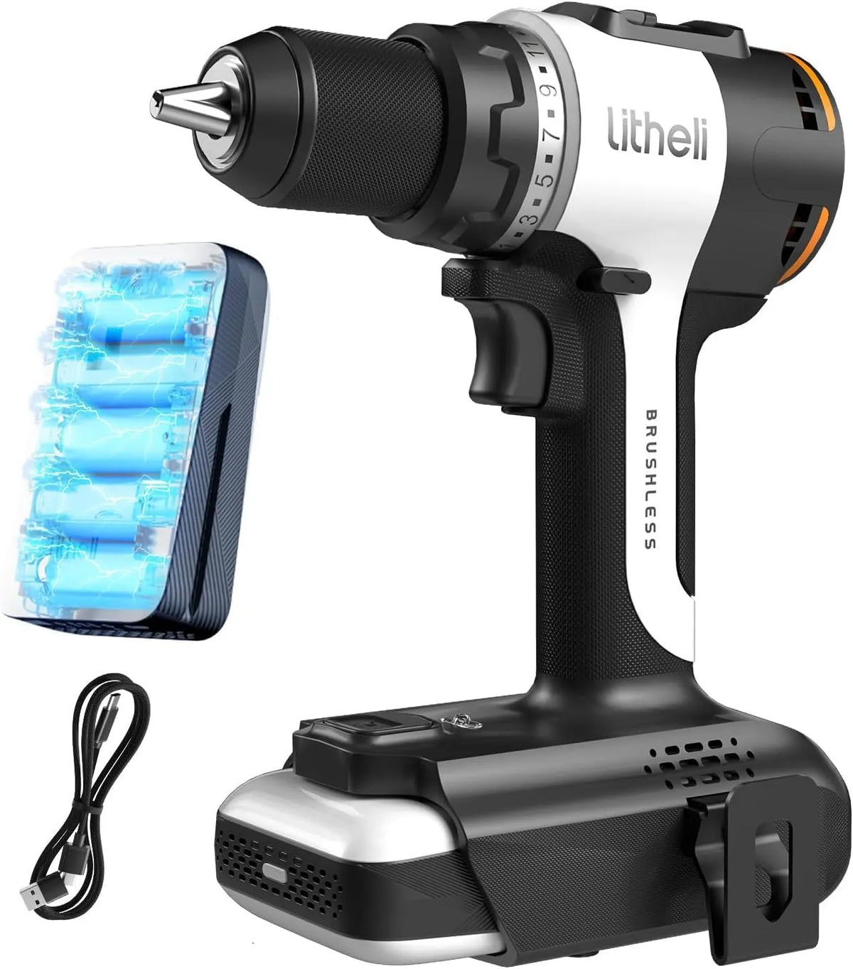 Trapano avvitatore e trapano elettrico – a batteria, display LED, 2 Livelli, 20V, 10000mAh, 60 Nm
