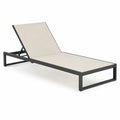 Chaise longue in alluminio regolabile Nero/Beige 200x65x35 cm