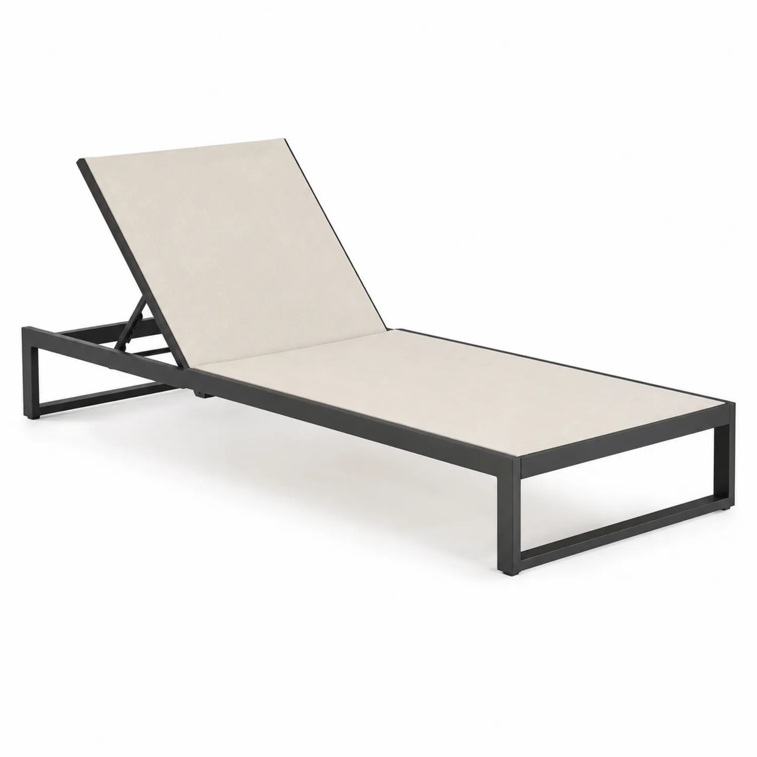 Chaise longue in alluminio regolabile Nero/Beige 200x65x35 cm