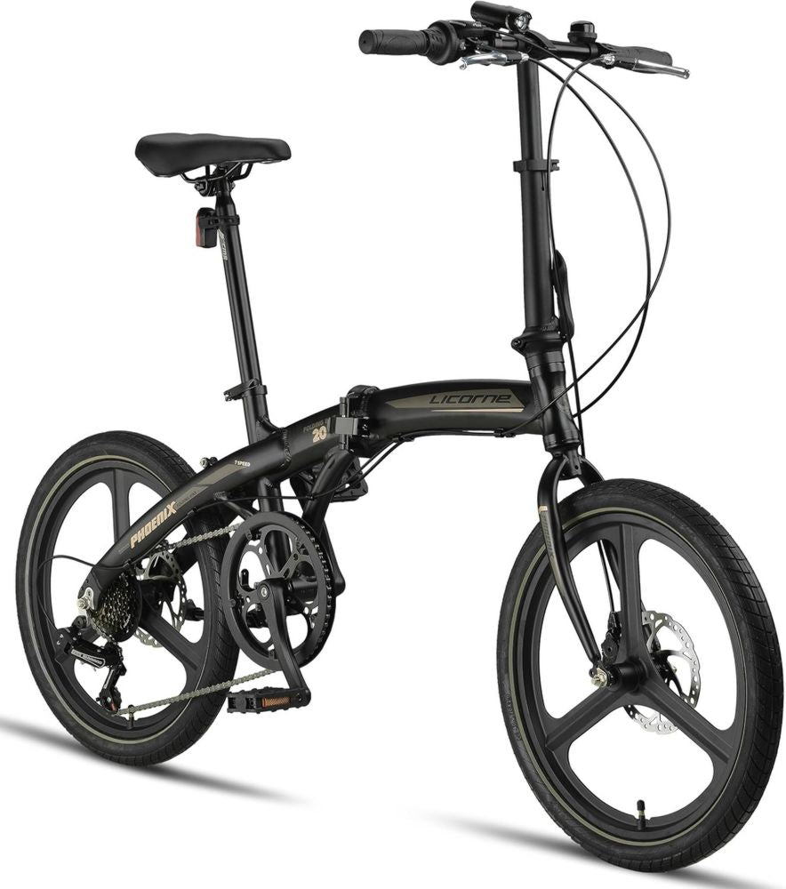 Bicicletta Pieghevole Phoenix 2D - 20 Pollici, Freno a Disco, 7 Marce, Telaio in Alluminio