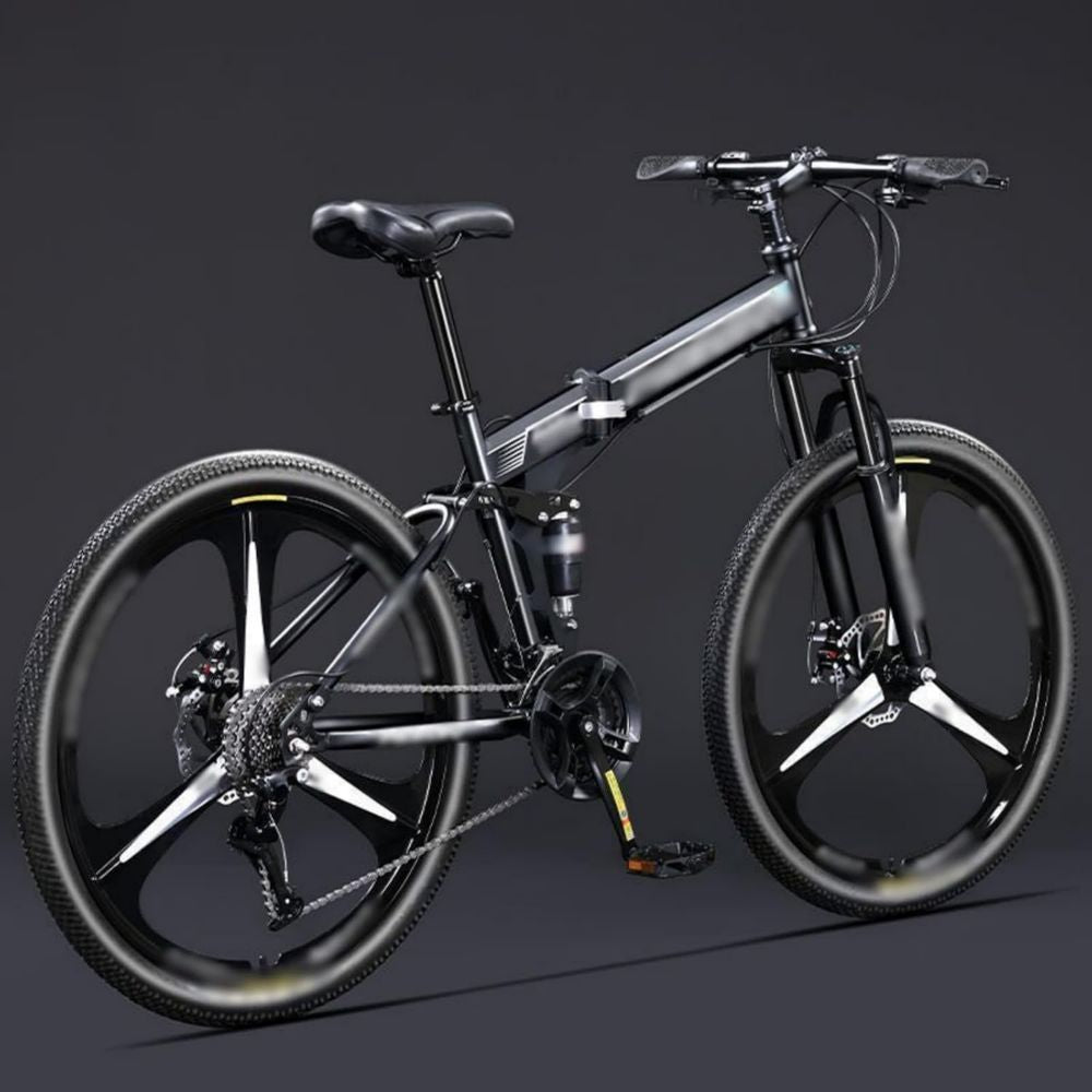 Bicicletta Gravel Pieghevole 26'', 21 Marce, Doppia Sospensione, Telaio Acciaio Carbonio, Unisex Adulti