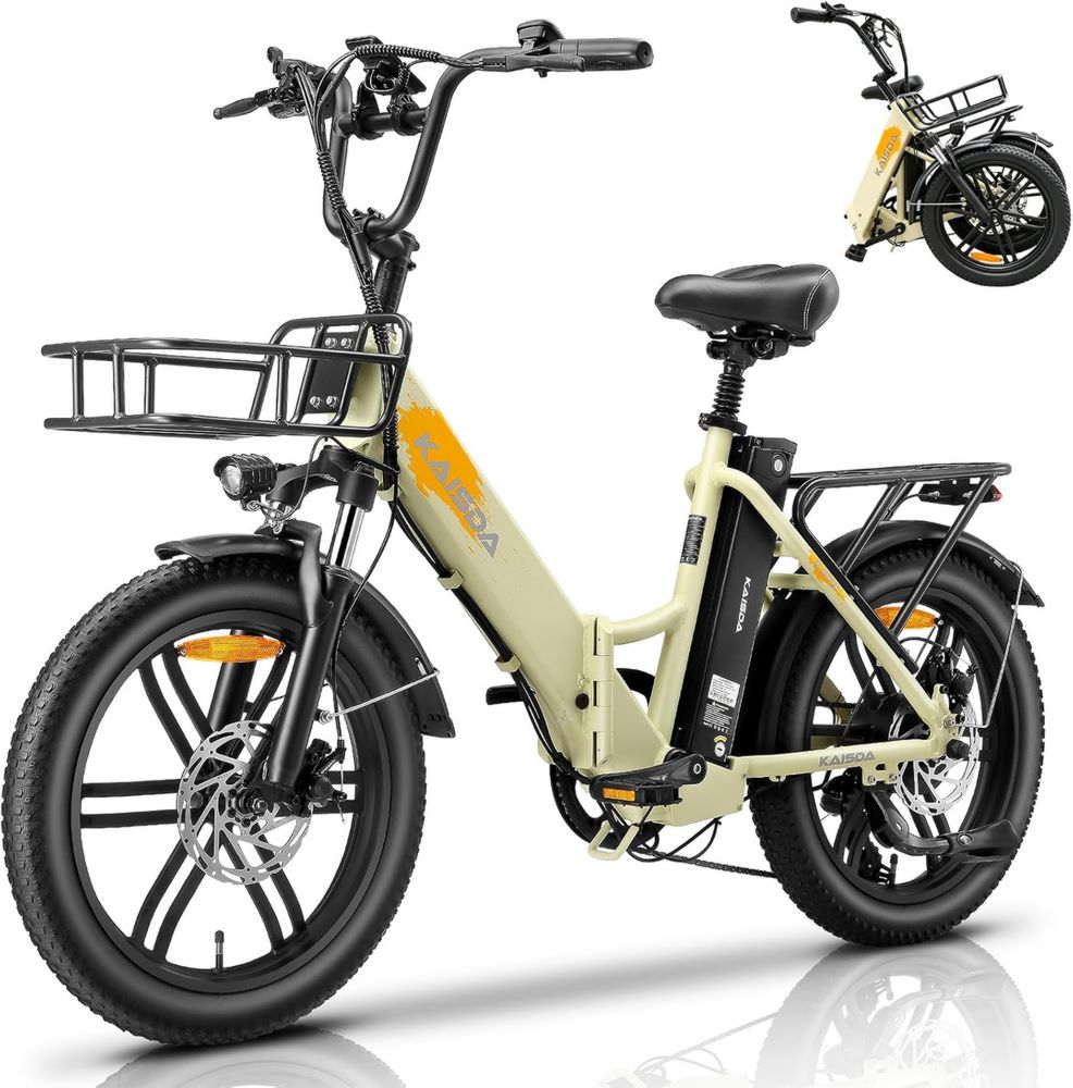 Bicicletta Elettrica Pieghevole 20' con Pneumatici Fat, Doppia Batteria 36V 20.8Ah, Motore 250W, Autonomia Fino a 90KM, 7 Velocità, Display LCD, Resistente all'Acqua IPX6, 33kg