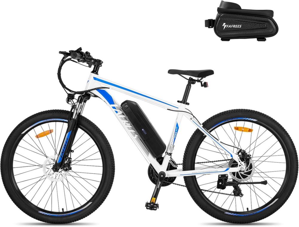 Bicicletta Elettrica Fafrees 27.5'', 250W, 21 Velocità, Batteria 36V 14.5Ah, Autonomia 100KM, Modello 2024 Blu