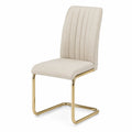 Sedia in tessuto beige con struttura in metallo dorato, altezza 95 cm