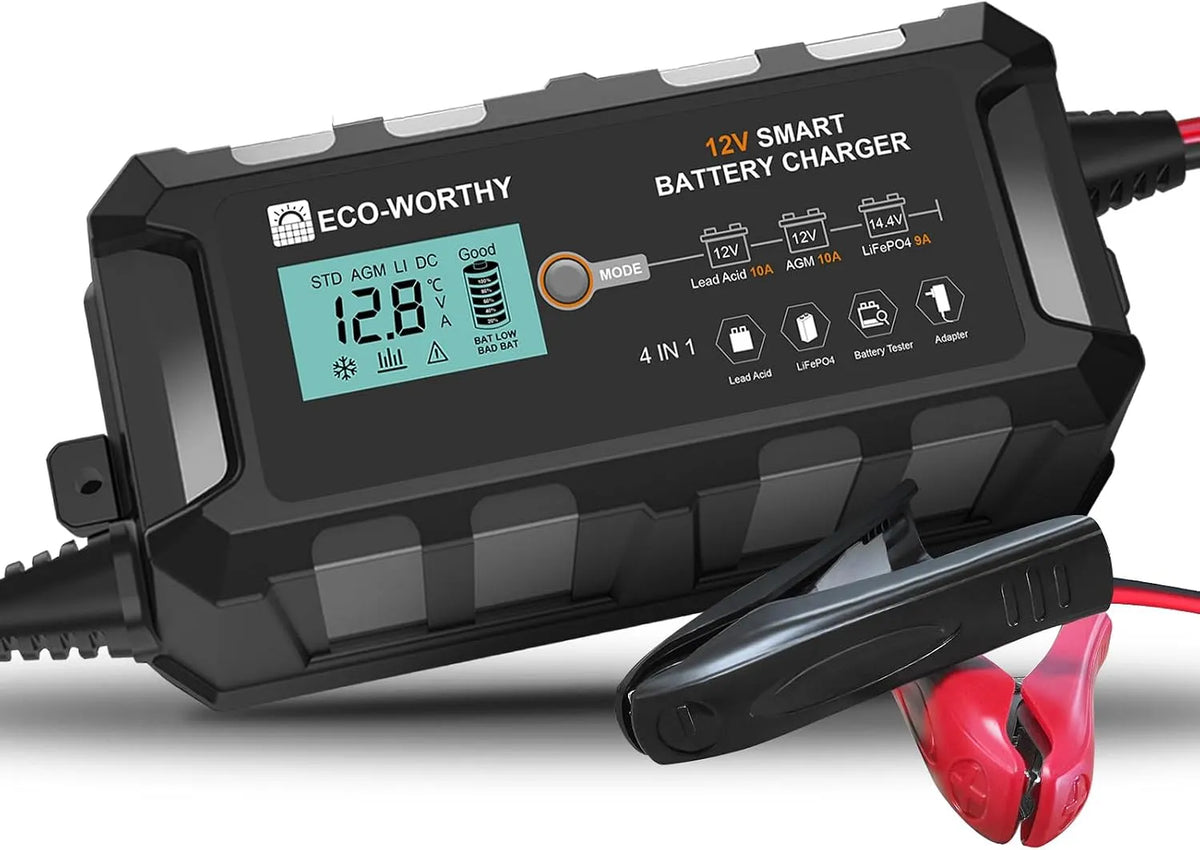 ECO-WORTHY Batteria al litio LiFePO4 e batteria solare a ciclo profondo, 12 V, 10 A, per barca e impianto di bordo