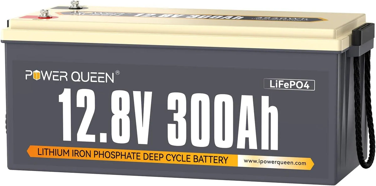 LiFePO4 Batteria al litio LiFePO4 e batteria solare a ciclo profondo, 300 Ah, alimentazione solare, con BMS, 3840 Wh, 2560 W, 12 V