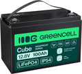 Cube LiFePO4 Batteria al litio LiFePO4 e batteria solare a ciclo profondo, 100 Ah, alimentazione solare, con BMS, 1280 Wh, 12,8 V