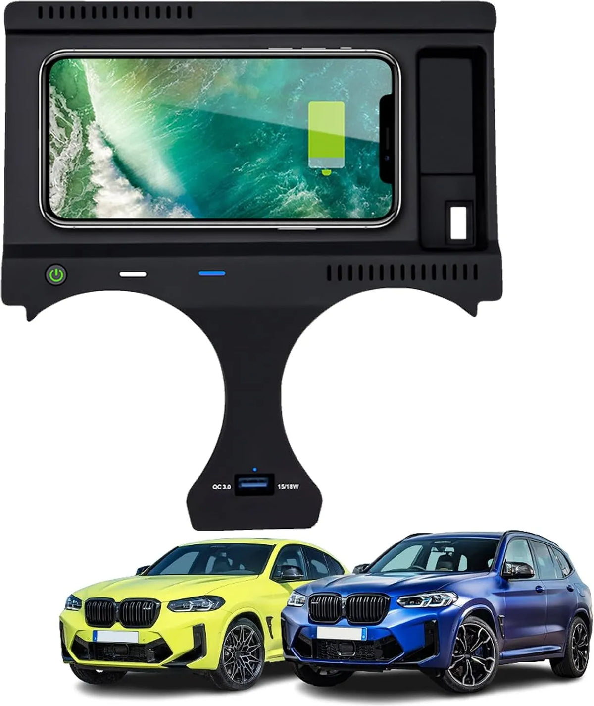 2024 Nuova Versione Caricatore Wireless per Auto per BMW X3/X4/X3M/X4M 2019-2023 Tutti i Modelli, Nero