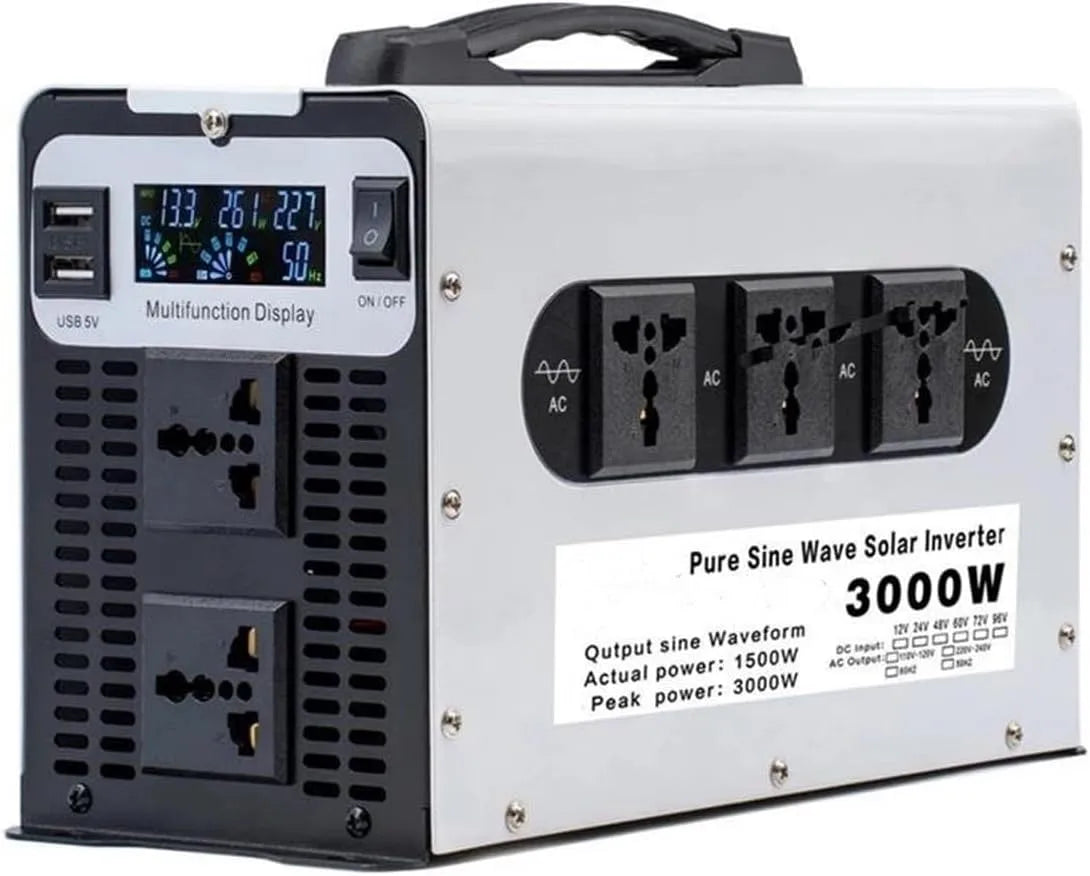 Inverter CC-CA e convertitore di tensione, 3000w, 12V, 72V, 110V, alimentazione solare, onda sinusoidale pura