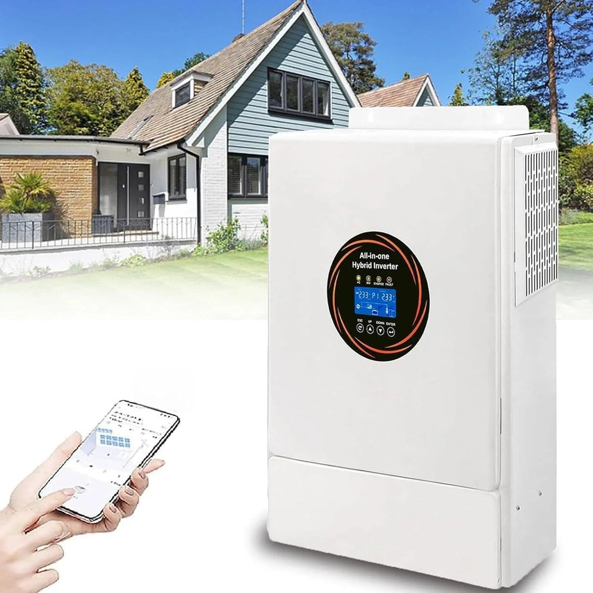 Inverter solare ibrido e inverter con regolatore MPPT, 5500W, alimentazione solare, onda sinusoidale pura, 48V, 120A, per campeggio e camper