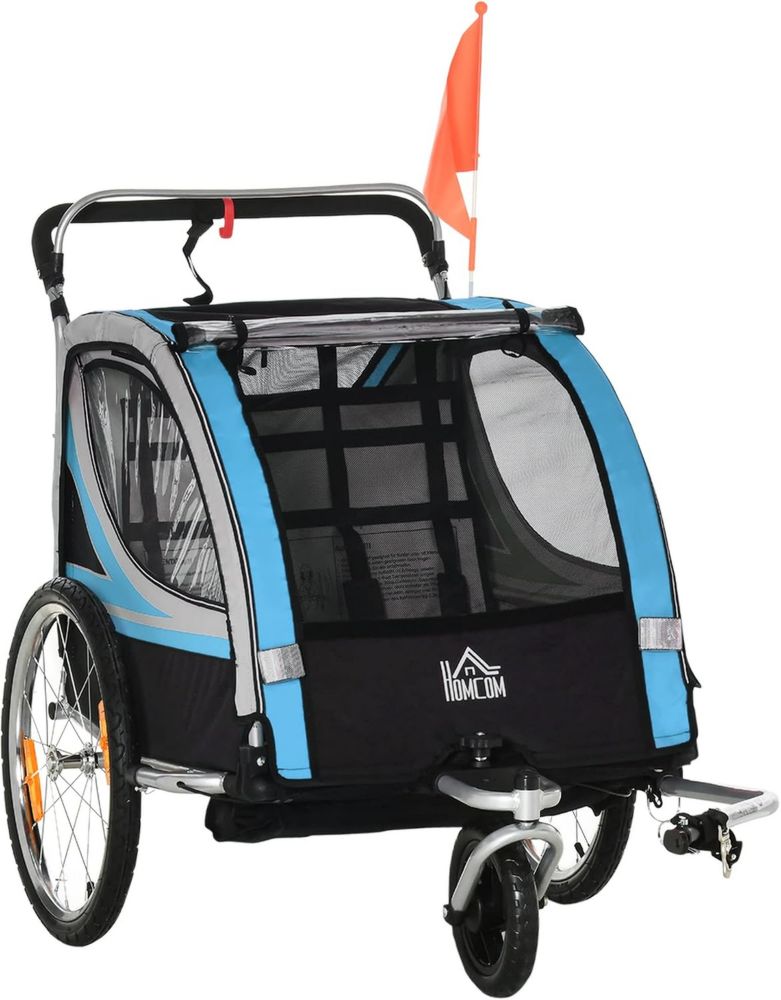 Rimorchio e Passeggino per Bici 2 in 1 con Freno e Cintura Sicura