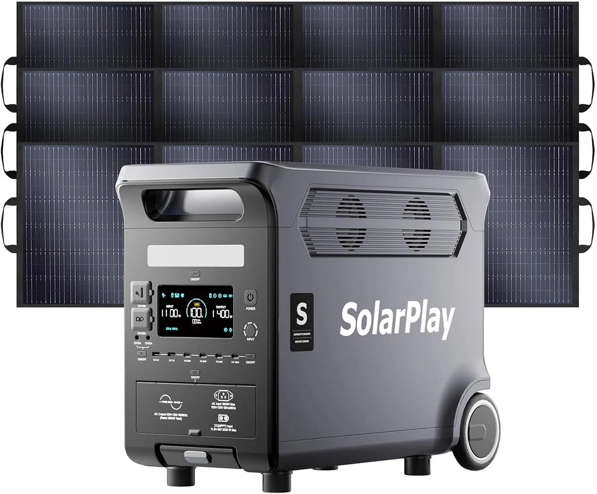 SolarPlay Q3600 Power station portatile e generatore solare, 3840Wh, 1200W, per campeggio e camper, alimentazione solare, ricarica rapida, 3600W