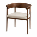 Sedia in Legno di Noce con Seduta in Tessuto Beige