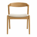 Sedia in legno con seduta in tessuto beige