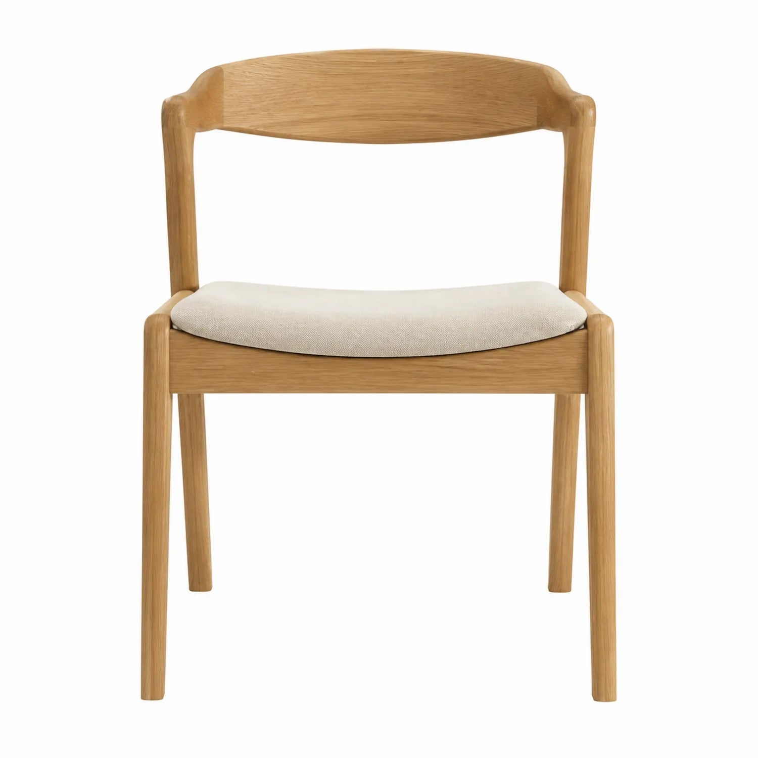 Sedia in legno con seduta in tessuto beige