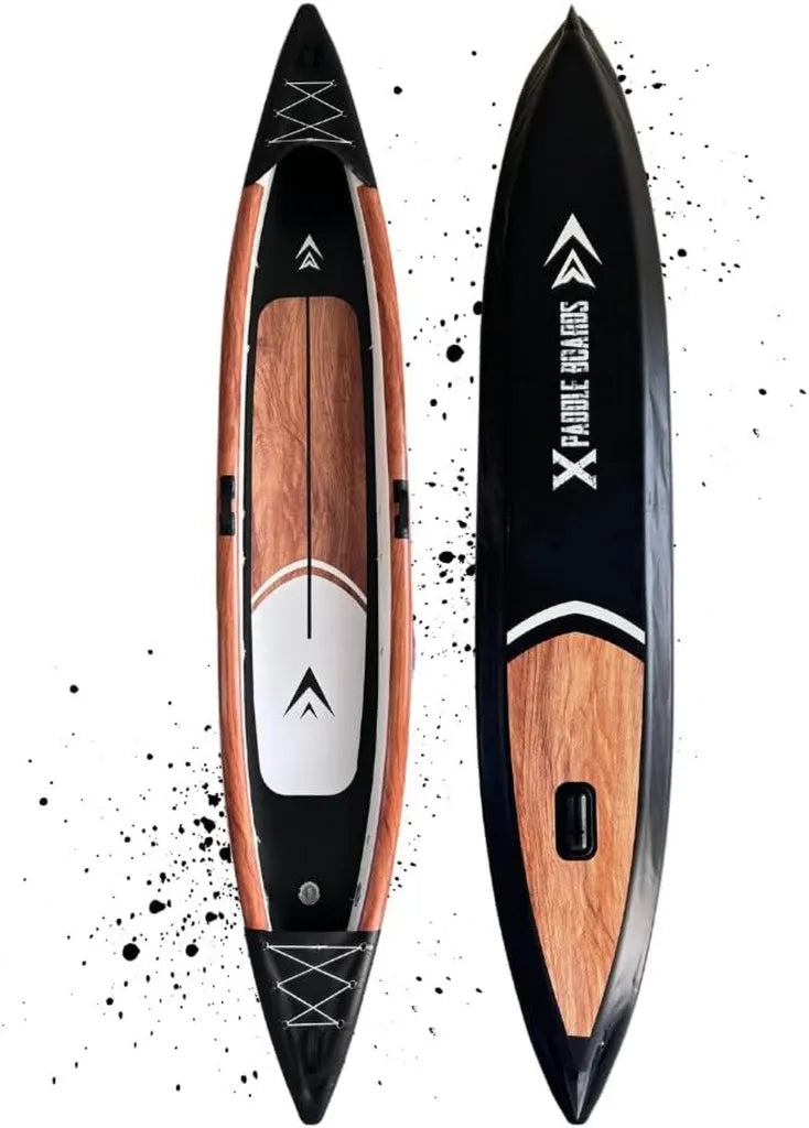 Kayak Gonfiabile a 2 Posti con Tecnologia Dropstitch, Dimensioni 470x80x42 cm, Colore Nero