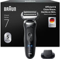 Braun Serie 7 Rasoio Elettrico Uomo, Wet&Dry, Regolabarba, 60 Min di Autonomia, Impermeabile, Nero