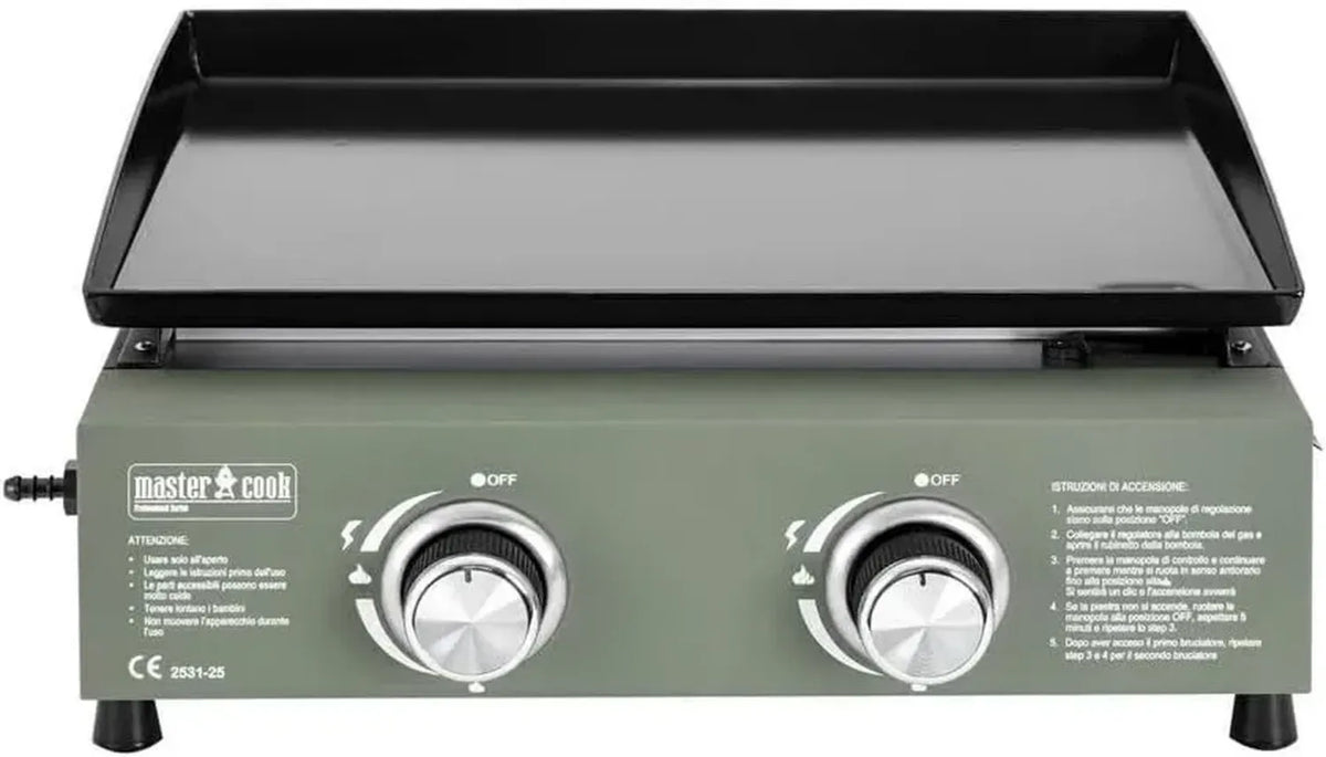 MasterCook - Griglia Professionale a Gas da Esterno in Acciaio Inox con Bruciatori Regolabili, Ideale per Campeggio e Giardino