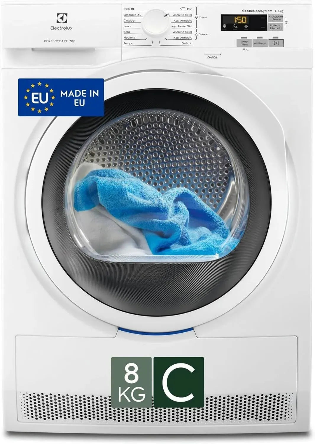 Asciugatrice Electrolux Serie 700 DelicateCare 8 kg, Tecnologia SensiCare e Motore Inverter, 14 Programmi, Classe C