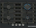 Bosch Serie 4 Piano Cottura a Gas 60 cm, Vetro Nero, Griglie in Ghisa Lavabili
